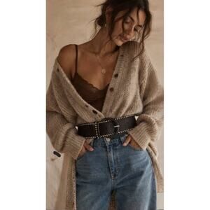 Leatherock Wide Studded Leather Belt Brown Western Boho Statement Size L